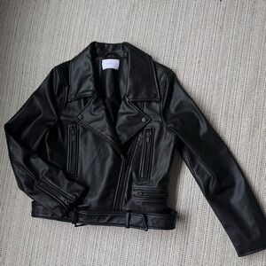 NEVER WORN Women's Black Faux Leather Jacket